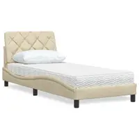 Gossi pat cu saltea, crem, 90x200 cm, textil