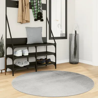 vidaXL Covor IZA aspect scandinav, cu fire scurte, gri, Ø 120 cm