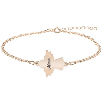 Angelino - Bratara personalizata ingeras din argint 925 placat cu aur roz