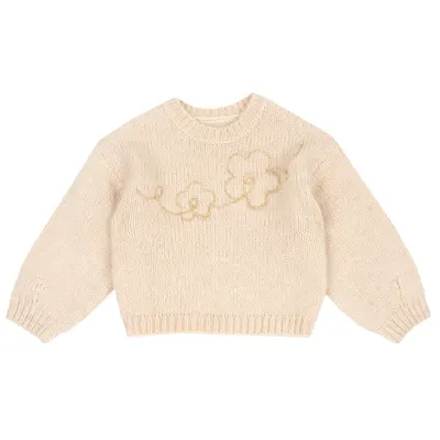 Pulover copii Chicco tricotat, bej cu model, 00081-69MC