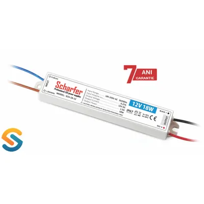 Sursa de alimentare pentru banda led- 18W 230AC/24VDC IP67 -garantie 7 ani