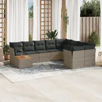 Gossi set mobilier de gradina cu perne, 10 piese, gri, poliratan