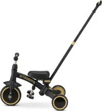 Qplay Stager Tricicletă 3-în-1 - Pliabilă - Negru/Auriu