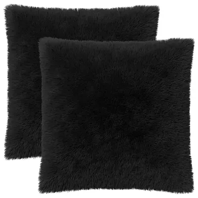 vidaXL Pernă cu pernă HEERLEN 2 buc. Negru Fleece PV