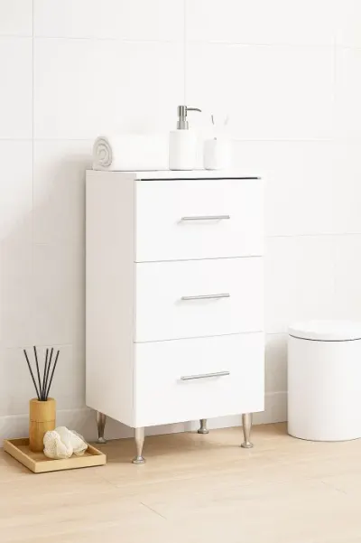 Dulap baie seria 012, front MDF, 3 sertare, alb, 40x31.5x100 cm