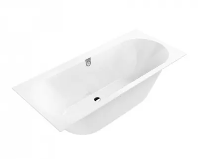 Cada baie dreptunghiulara incastrata, alba, compozit-quaryl, cu sifon si preaplin, Villeroy Boch Oberon 2.0