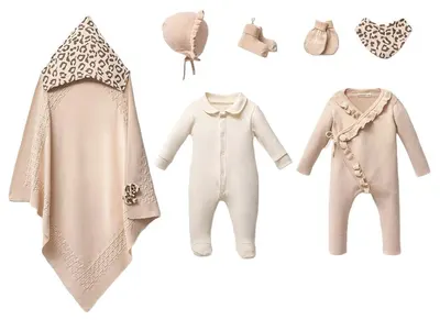Set maternitate pentru bebeluşi Nipperland - 7 piese, Leopard, bej