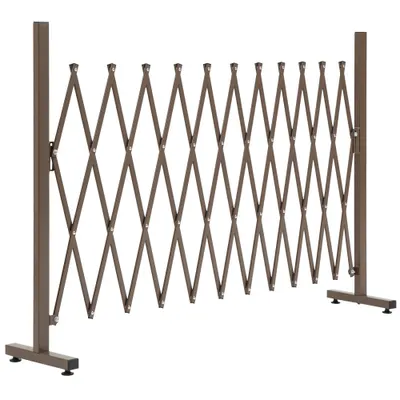Outsunny Gard de Grădină cu Lățime Reglabilă, Gard de Grădină Multifuncțional din Metal și Aluminiu, 300x31x103,5 cm, Maro Închis