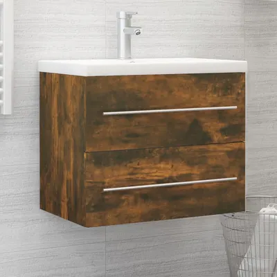 vidaXL Dulap chiuvetă, stejar fumuriu, 60x38,5x48 cm, lemn prelucrat