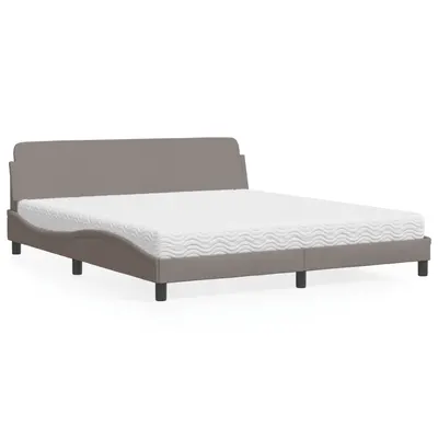 vidaXL Pat cu saltea, Dover, gri taupe, 180x200 cm, textil