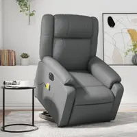 Gossi fotoliu rabatabil electric cu ridicare, gri, piele ecologica