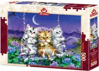 Puzzle Art Puzzle din 500 de piese - Moonlight Swing Kittens