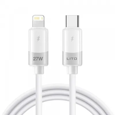 Cablu Date si Incarcare USB-C - Lightning Lito LD07, 27W, 1m, Alb