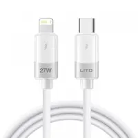 Cablu Date si Incarcare USB-C - Lightning Lito LD07, 27W, 1m, Alb