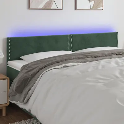 Gossi tablie de pat cu led, verde inchis, 200x5x78/88 cm, catifea
