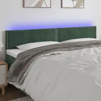 Gossi tablie de pat cu led, verde inchis, 200x5x78/88 cm, catifea