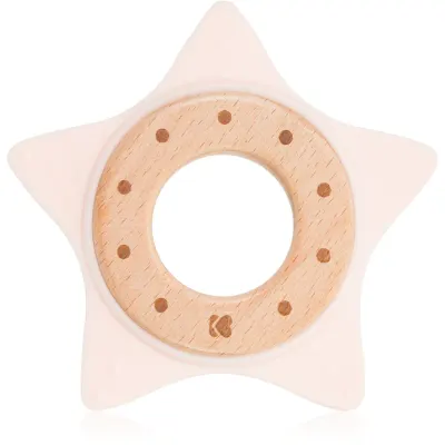 Kikkaboo Silicone and Wood Teether Star jucărie pentru dentiție Pink 1 buc