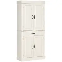 Bufet de bucatarie HOMCOM cu 2 dulapuri cu 2 usi si sertar, din lemn 80x35x180cm alb | Aosom RO