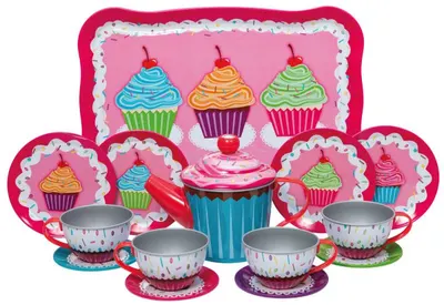 Set de ceai pentru copii - Cupcake, 15 piese, metalic