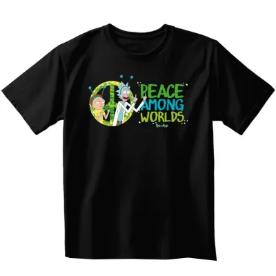Tricou Rick and Morty - Unisex Black - Peace Among Worlds - L