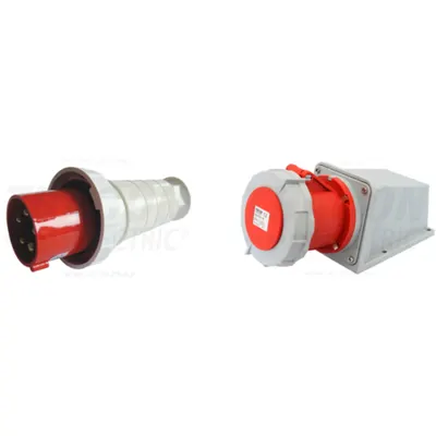 Pachet Industrial IP67 Trifazat Puternic: Fisa si Priza Aparenta, 63A, 400V, 3P+N+E - Conexiuni Extreme si Sigure