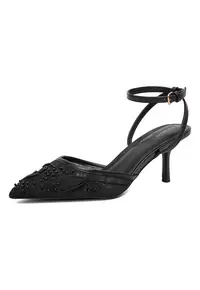 Pantofi dama - sintetic - toc mic - negru