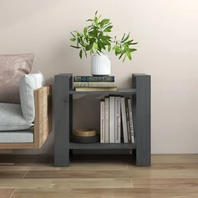 vidaXL Bibliotecă/Separator cameră, gri, 60x35x57 cm, lemn masiv pin