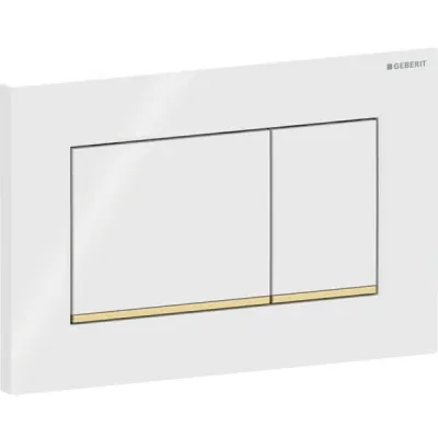 Clapeta actionare rezervor wc alb lucios cu banda de design de culoare aurie Geberit Sigma20