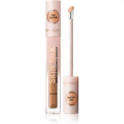 Revolution Skin Silk Under Eye Brightener & Concealer corector iluminator culoare Tan Golden 4 ml