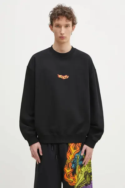 Marcelo Burlon hanorac de bumbac County Flame Boxy Crewneck Black Red