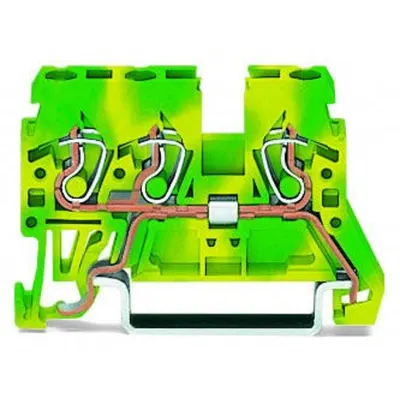 3-conductor ground terminal block; 2.5 mm²; lateral marker slots; for DIN-rail 35 x 15 and 35 x 7.5; CAGE CLAMP®; 2,50 mm²; green-yellow