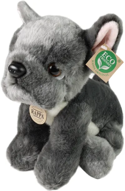 Jucărie de pluș Rappa Eco Friends - Grey French Bulldog, ședință, 26 cm