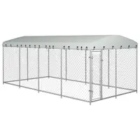 Gossi padoc pentru caini de exterior, cu acoperis, 7,6 x 3,8 x 2,3 m