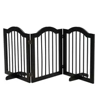 PawHut Barieră de siguranță barieră modulabilă pliabilă pentru animale de companie cu picior de suport MDF lemn masiv 154,5 x 61 cm negru | Aosom Romania