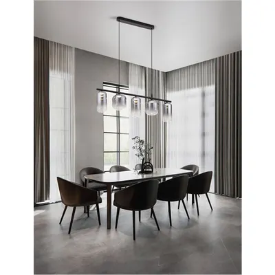 Lampa suspendata AELIA Mat Negru Metal Fumuriu Gri Sticla LED 19 Wat 220-240Volt 2253Lm 3000K IP20