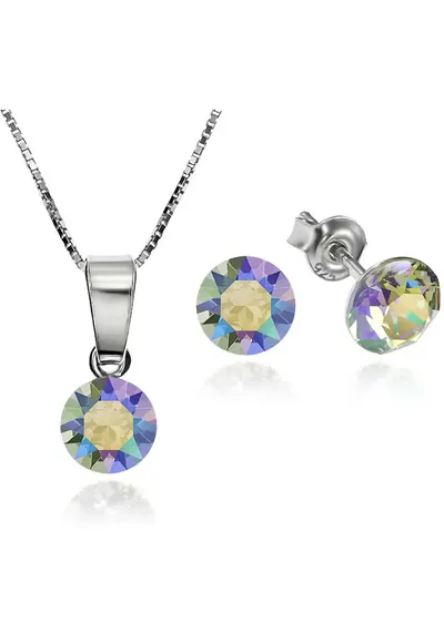 Set Argint 925 placat cu rodiu cu cristale Swarovski® Xirius Paradise Shine 6mm Surub + Lant