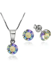Set Argint 925 placat cu rodiu cu cristale Swarovski® Xirius Paradise Shine 6mm Surub + Lant