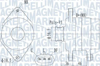 Alternator (14V, 70A) potrivit HYUNDAI I10 I, I20 I 1.2 1.2LPG 09.08-12.15
