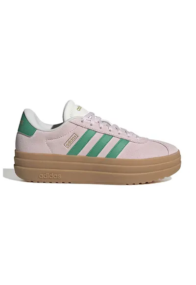 Pantofi sport VL Court Bold flatform din piele intoarsa - Verde/Roz pal