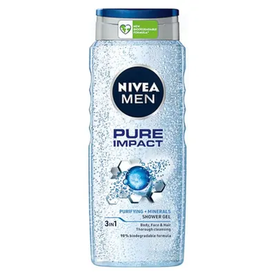 Gel de Dus Nivea Men Pure Impact, cu Microparticule, 500 ml