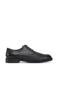 Pantofi barbatesti - piele naturala - negru - inchidere cu sireturi -
