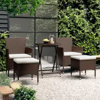 vidaXL Set mobilier bistro, 3 piese, maro, poliratan/sticlă securizată