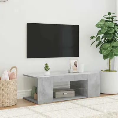 vidaXL Comodă TV cu lumini LED, gri beton, 90x39x30 cm