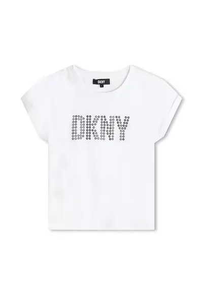 Tricou din bumbac cu decolteu la baza gatului - Alb