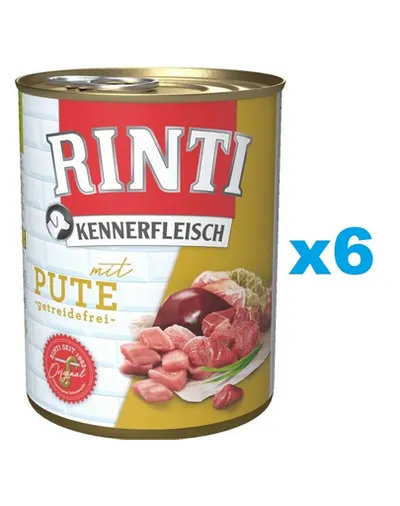 RINTI Kennerfleisch Turkey curcan 6x800 g hrana caini