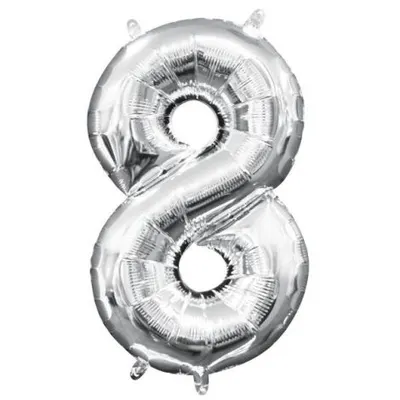 Balon folie argintiu cifra 8