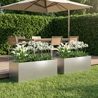 vidaXL Vază pentru Grădină 2 buc. Argintiu 80 x 30 x 30 cm