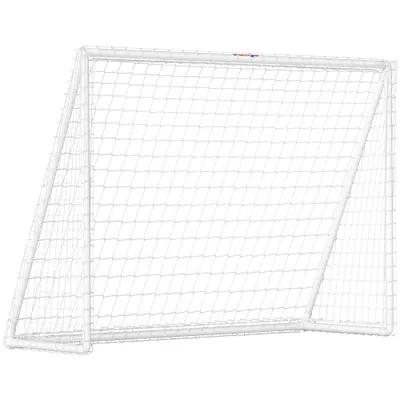 SPORTNOW Poartă de fotbal cu plasă stâlpi din PVC și țăruși pentru sol instalare rapidă 2,4 x 1,8 m alb | Aosom Romania