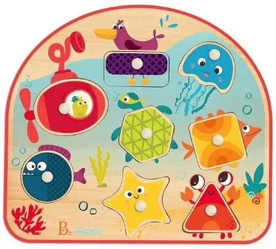 Puzzle din lemn Battat - Creaturi marine, 8 piese
