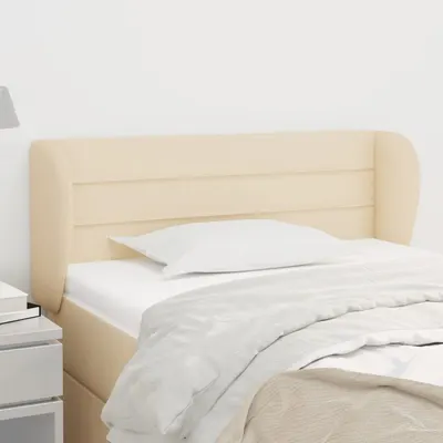 vidaXL Tăblie de pat cu aripioare crem 93x23x78/88 cm textil